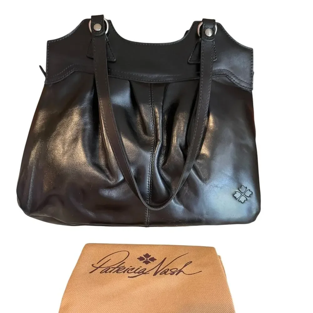 Patricia Nash Napoli Leather Heritage Shoulder Bag Black